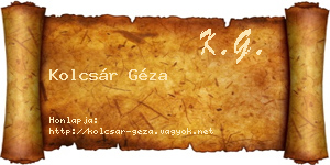 Kolcsár Géza névjegykártya