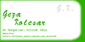 geza kolcsar business card