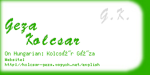 geza kolcsar business card